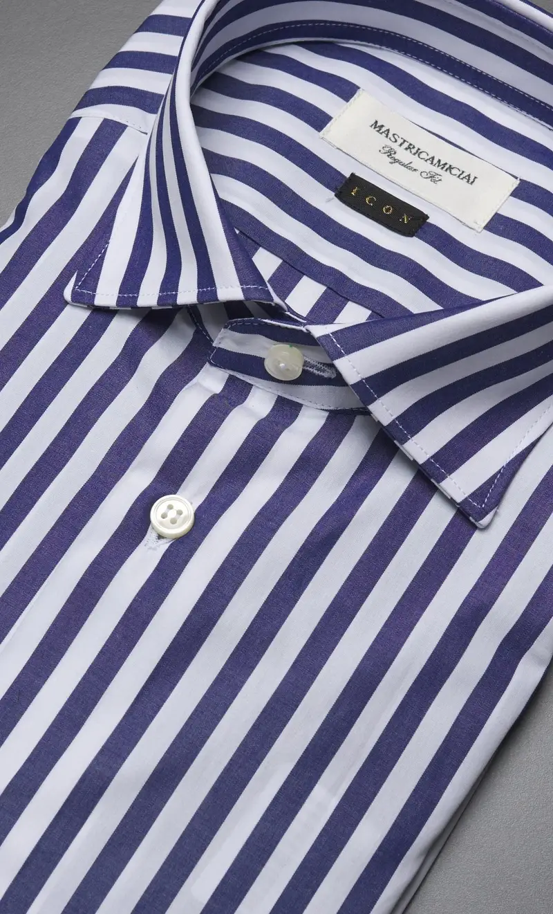 Camicia mastricamiciai riga larga blu regular fit, colore blu miniatura 2
