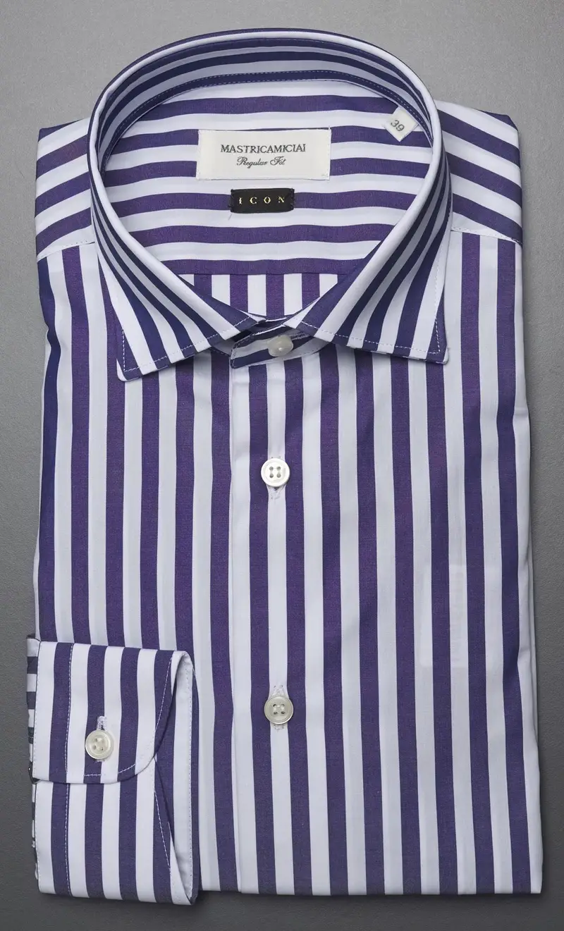 Camicia mastricamiciai riga larga blu regular fit, colore blu