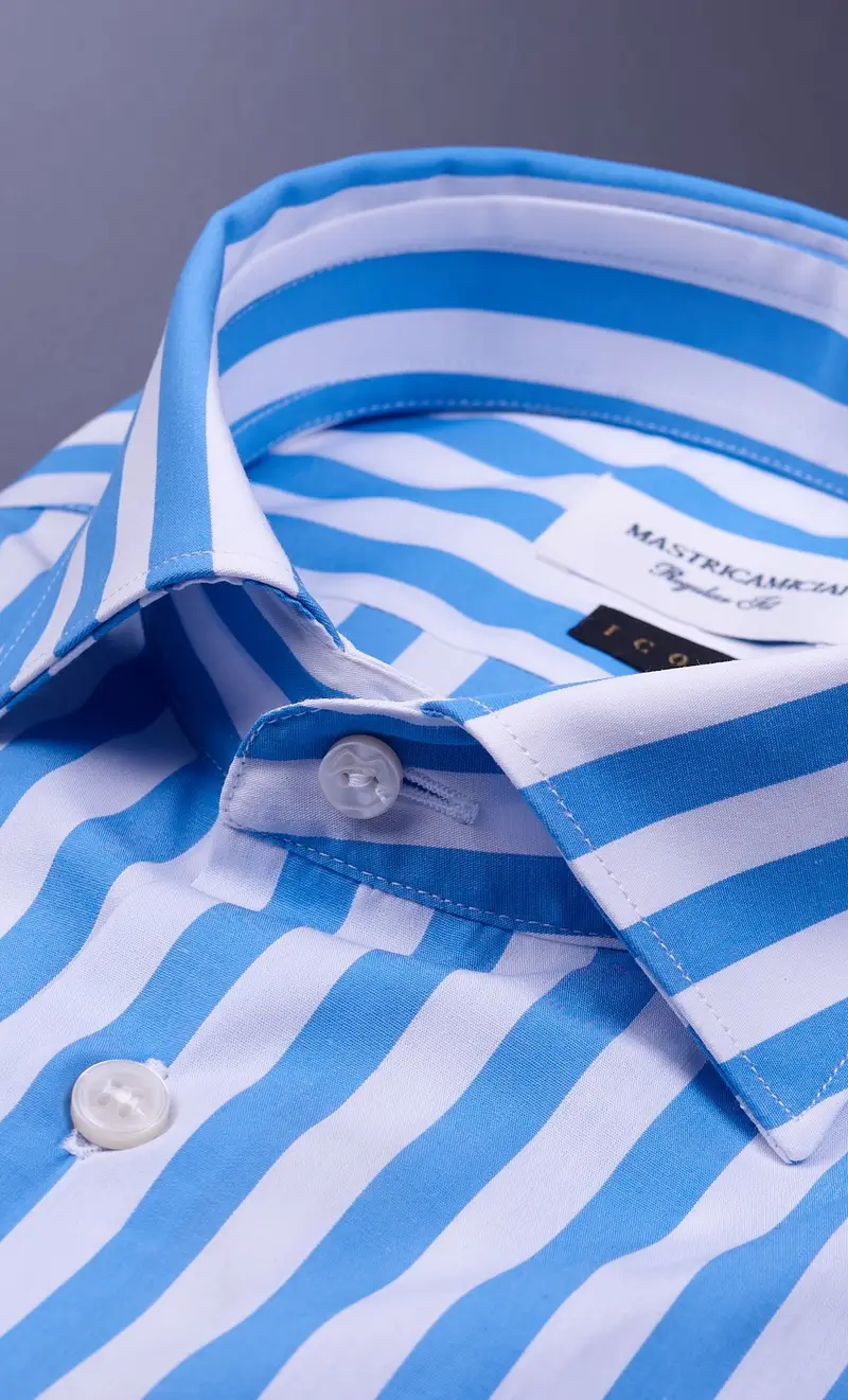 Camicia mastricamiciai riga larga doppio ritorto regular fit, colore celeste miniatura 2