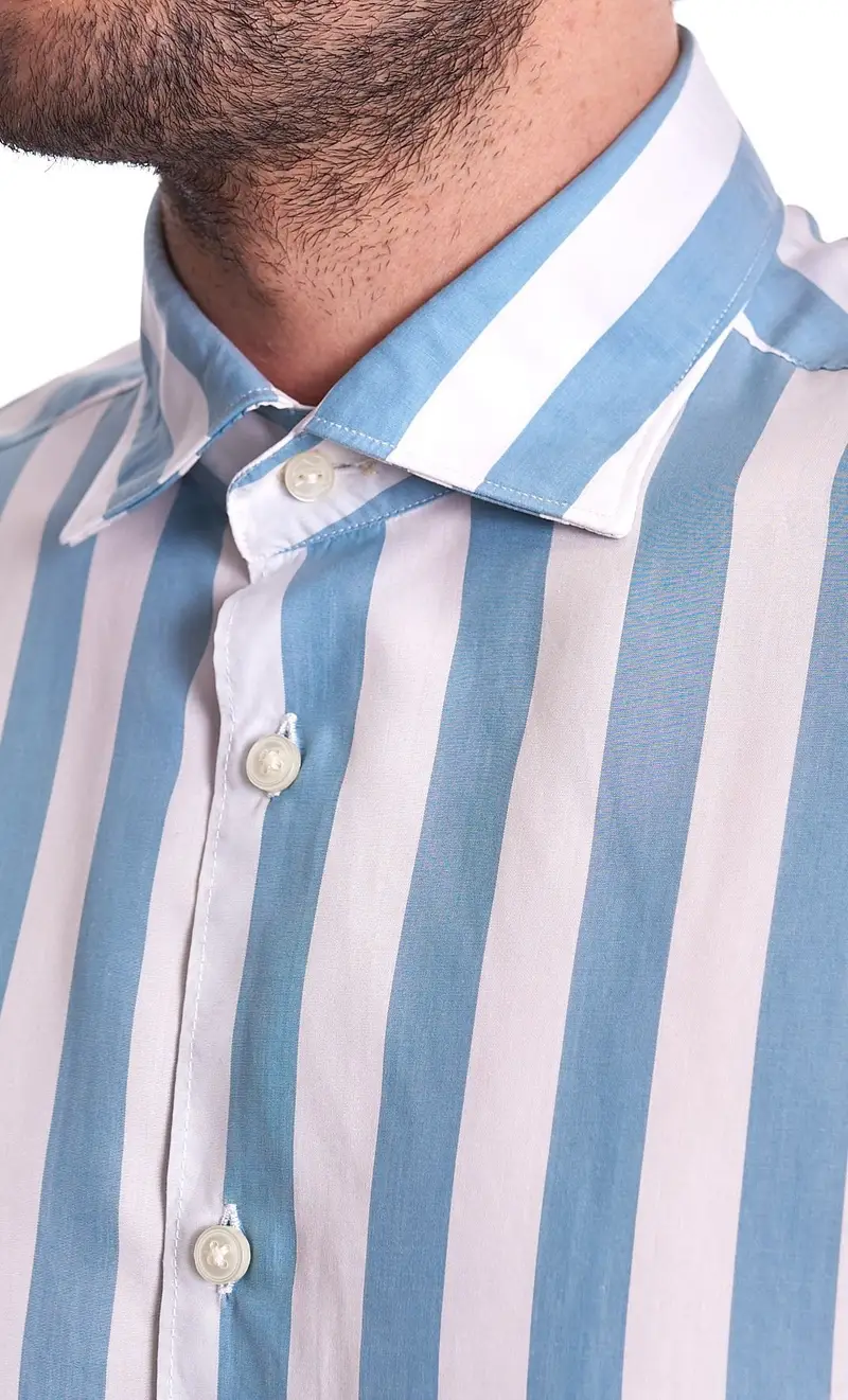 Camicia mastricamiciai riga larga slim fit, colore verde acqua miniatura 2