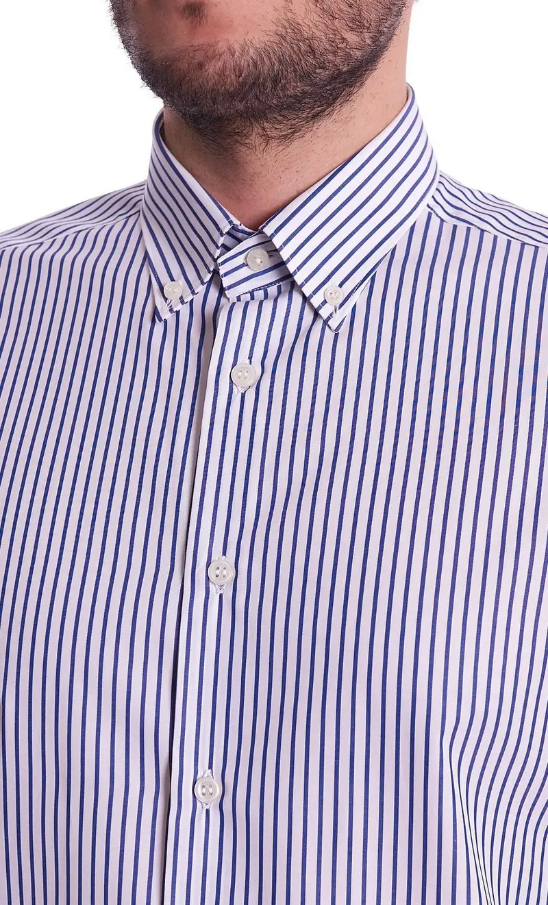 Camicia mastricamiciai riga stretta slim fit button down, colore blu miniatura 2