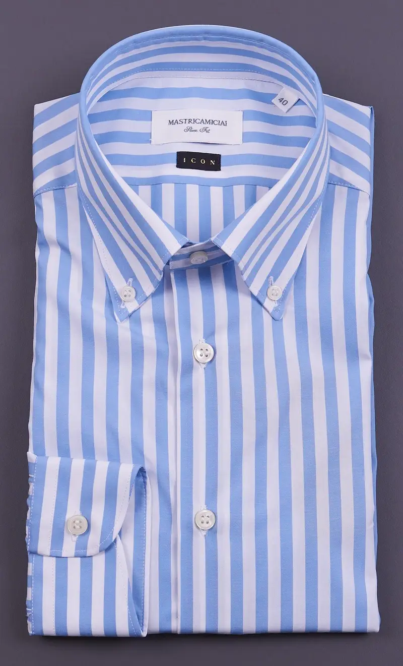 Camicia mastricamiciai rigata button down slim fit, colore celeste