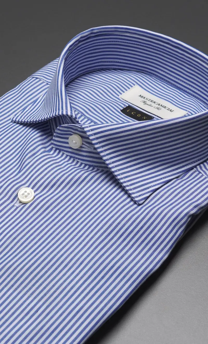 Camicia mastricamiciai rigata collo luca regular fit, colore celeste miniatura 2