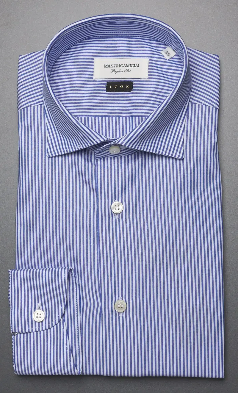 Camicia mastricamiciai rigata collo luca regular fit, colore celeste