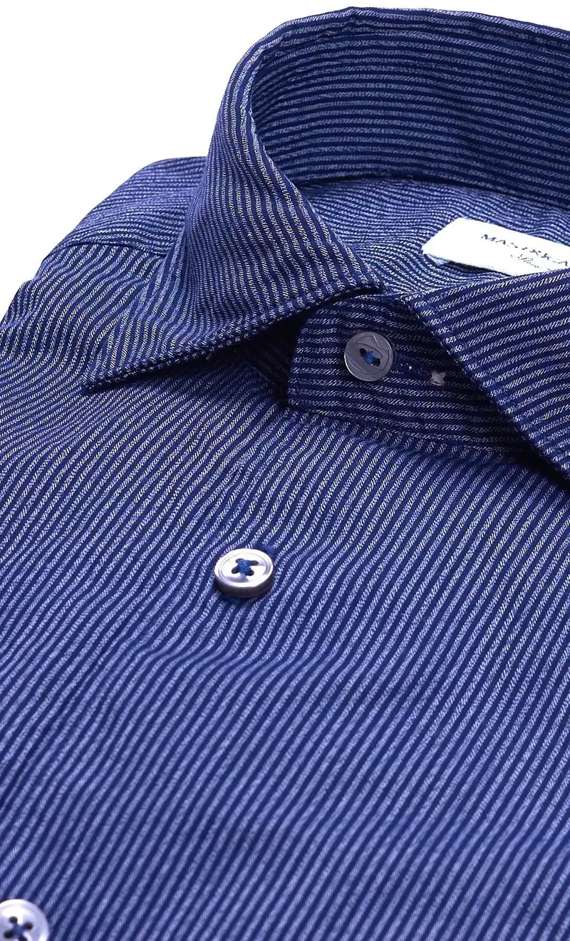Camicia mastricamiciai rigata slim fit blu, colore blu miniatura 2