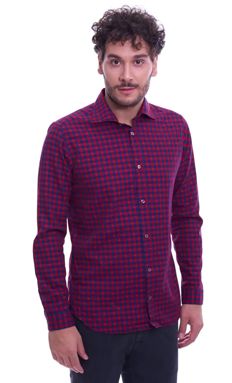 Camicia mastricamiciai slim fit a quadri bordeaux, colore bordeaux