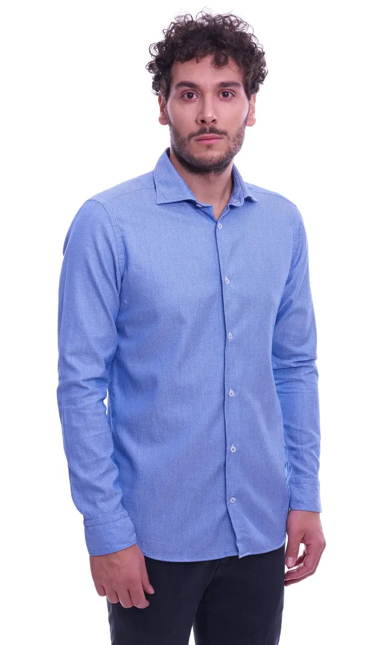 Camicia mastricamiciai slim fit stampata celeste, colore azzurro