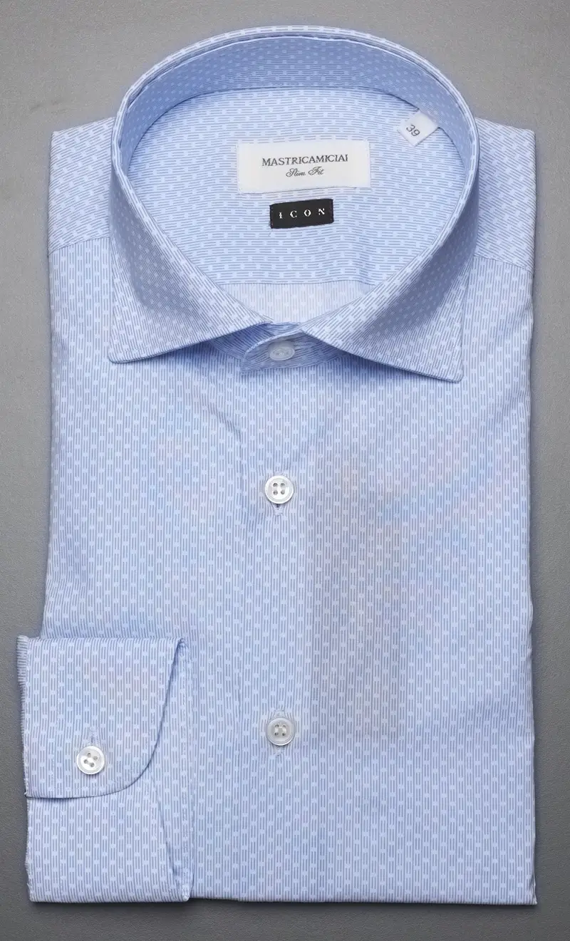 Camicia mastricamiciai stampata collo luca, colore celeste