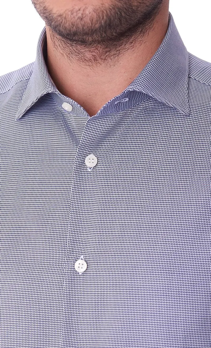 Camicia mastricamiciai stampata slim fit, colore blu miniatura 2