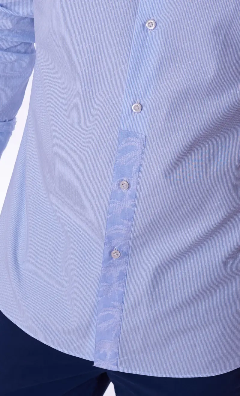 Camicia slim fit coreana mastricamiciai a fantasia celeste, colore celeste miniatura 2