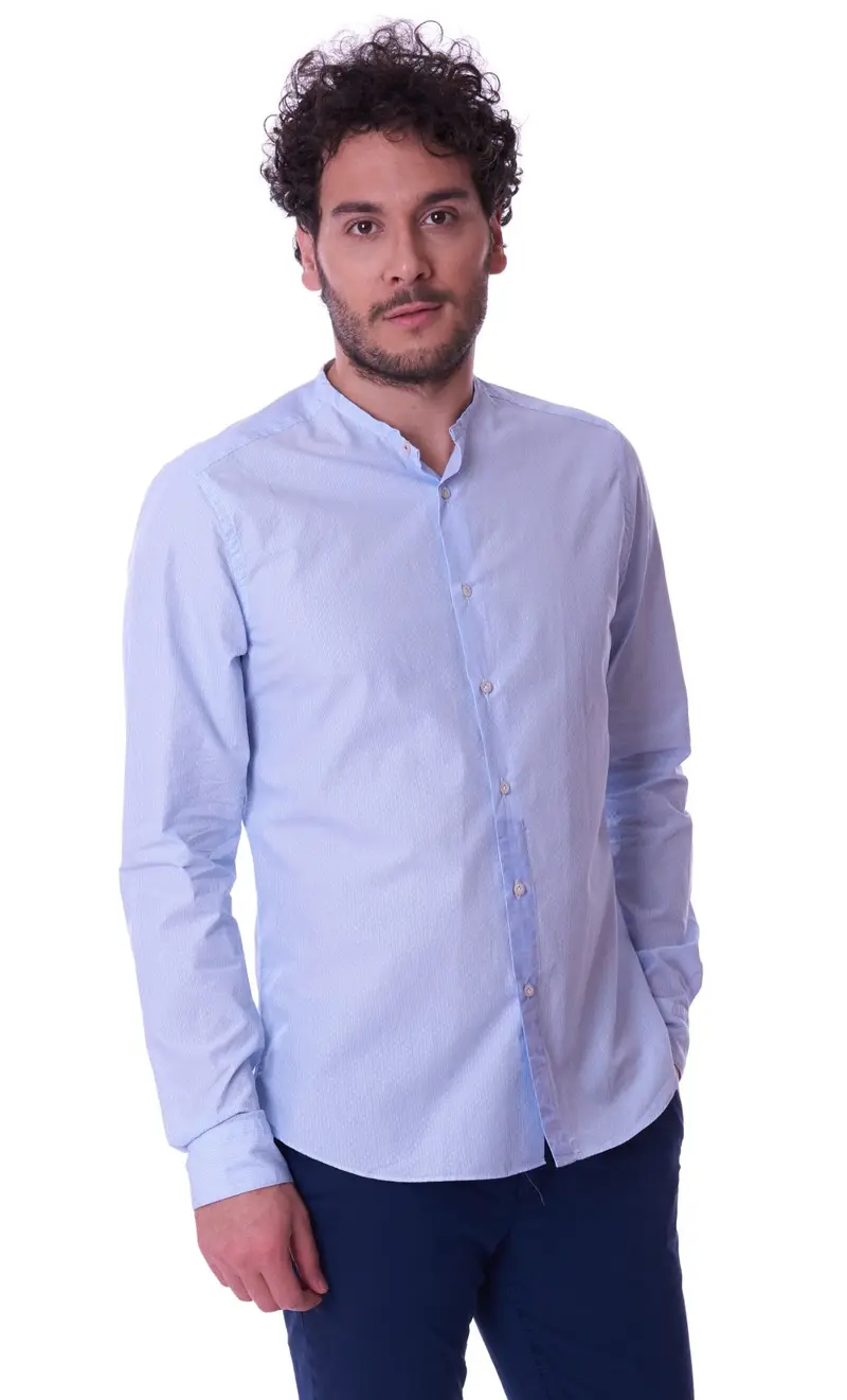 Camicia slim fit coreana mastricamiciai a fantasia celeste, colore celeste