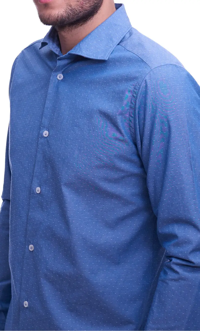 Camicia slim fit mastricamiciai a fantasia azzurra, colore avio miniatura 2