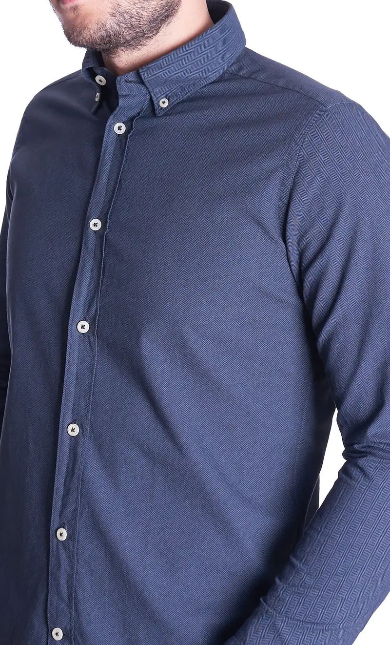 Camicia spigata mastricamiciai button down slim fit, colore grigio miniatura 2