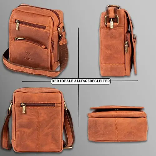 Matador Borsa Tracolla Uomo in Vera Pelle #AVEIRO, Borsa Uomo Tracolla e Comoda con Tanti Scomparti e Tracolla miniatura 3