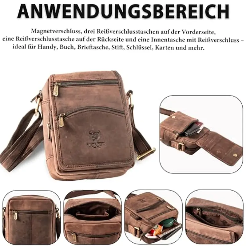 Matador Borsa Tracolla Uomo in Vera Pelle #AVEIRO, Borsa Uomo Tracolla e Comoda con Tanti Scomparti e Tracolla miniatura 3