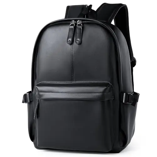 MATE ELAN Zaino per computer portatile in pelle PU per uomo donna adulto casual zaino nero 15,6 pollici Computer