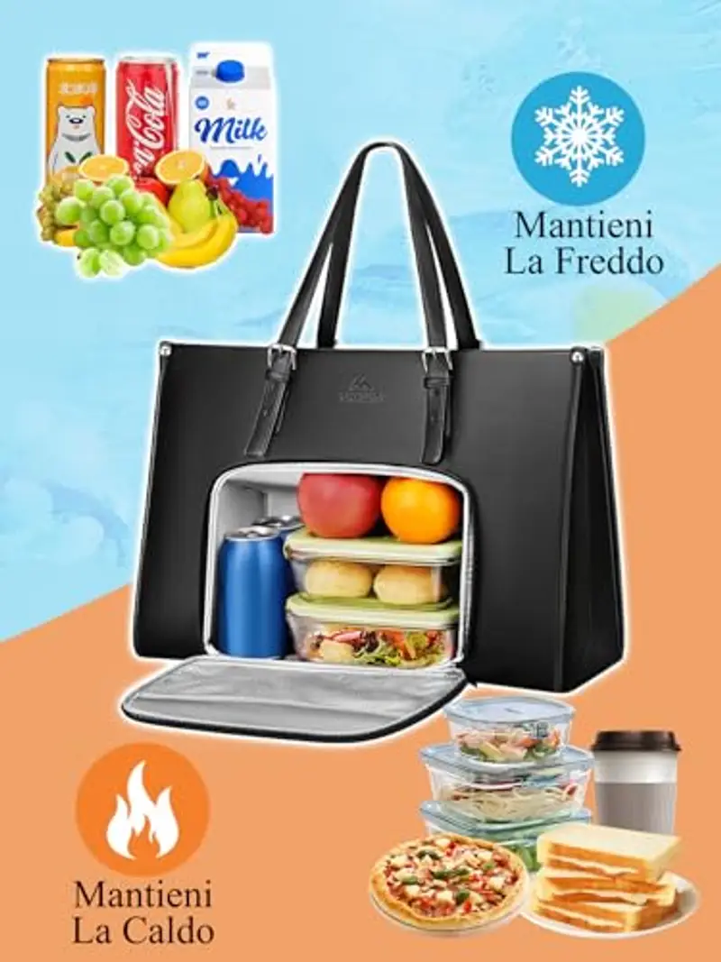 MATEIN Borsa Lavoro Donna con Scomparto Pranzo Isolato, Grande Borsa Porta PC Donna 15, 6 Pollici in Pelle PU miniatura 2