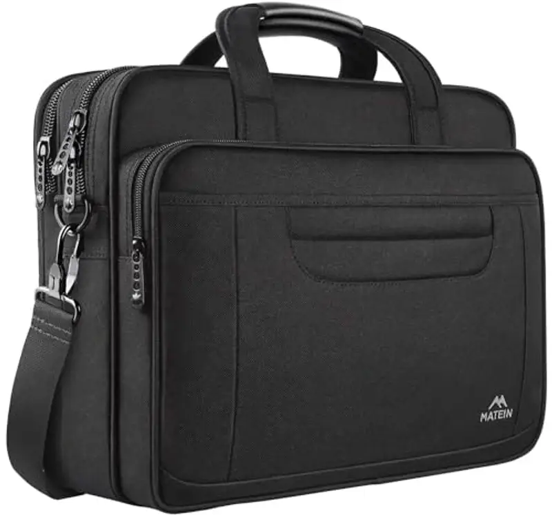 MATEIN Borsa Porta PC, 15.6 Pollici Borsa PC Multifunzionale Borse Lavoro Uomo Donna, Impermeabile Messenger Bag per Laptop Portatile Notebook Borse Valigetta Porta Documenti per Scuola Viaggio, Nero
