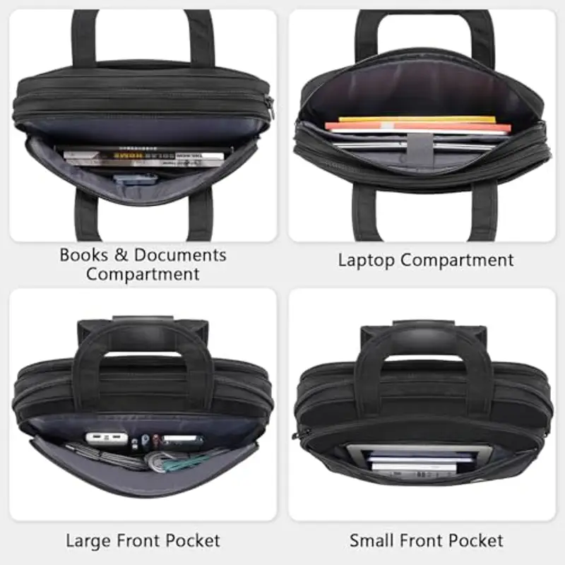 MATEIN Borsa Porta PC, 15.6 Pollici Borsa PC Multifunzionale Borse Lavoro Uomo Donna, Impermeabile Messenger Bag per Laptop Portatile Notebook Borse Valigetta Porta Documenti per Scuola Viaggio, Nero miniatura 2