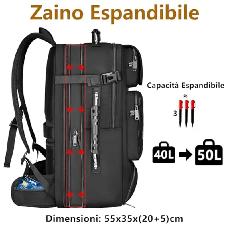 MATEIN Zaino da viaggio Uomo Nero 1571162 miniatura 2