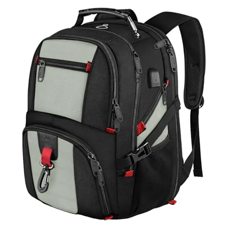 MATEIN Zaino PC 18.4 Pollici Uomo Donna, 55 Litri Zaino da Lavoro Impermeabile con USB per Studenti Superiori, Universitari, Professionisti, Insegnanti e Viaggiatori Outdoor, Grigio