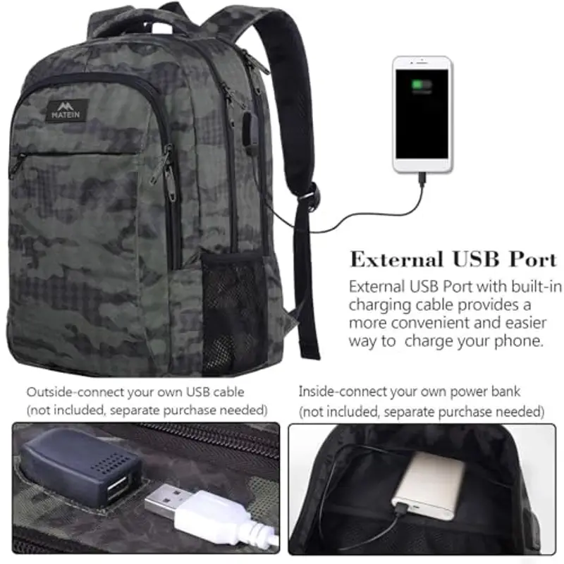 MATEIN Zaino Porta PC 15.6 Pollici Zaino Uomo con Caricatore USB, Zaino Leggero per la Scuola Universitaria Ufficio miniatura 3