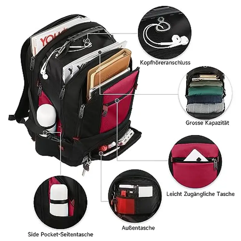 MATEIN Zaino scuola Uomo Rosso 1600863 miniatura 2