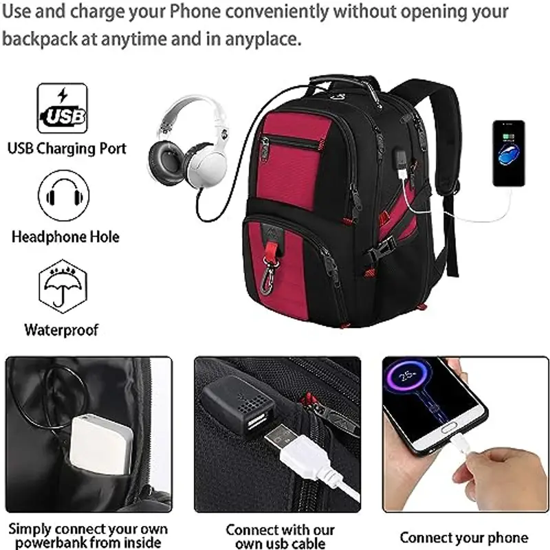 MATEIN Zaino scuola Uomo Rosso 1600863 miniatura 3