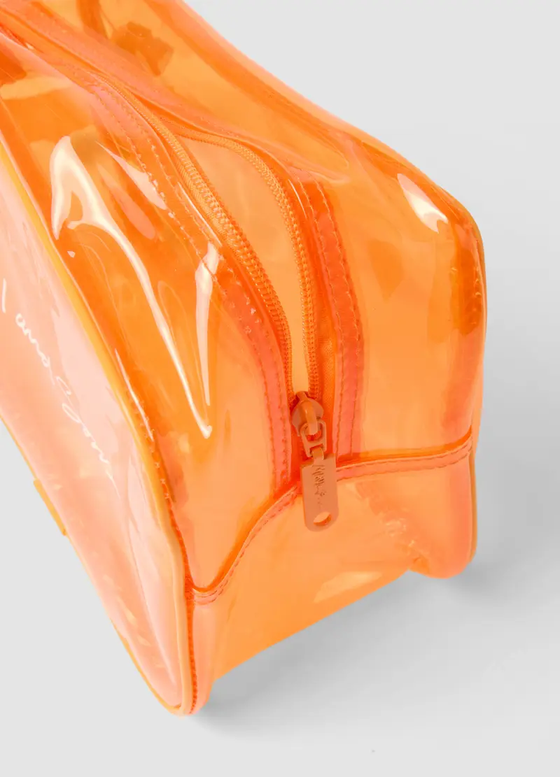 Beauty Case Arancione Con Chiusura A Cerniera, Uomo, Arancione miniatura 3