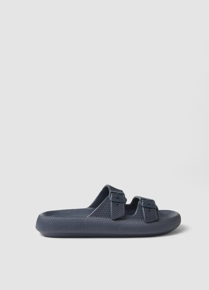 Ciabatte Blu Con Doppia Fibbia, Uomo, Blu