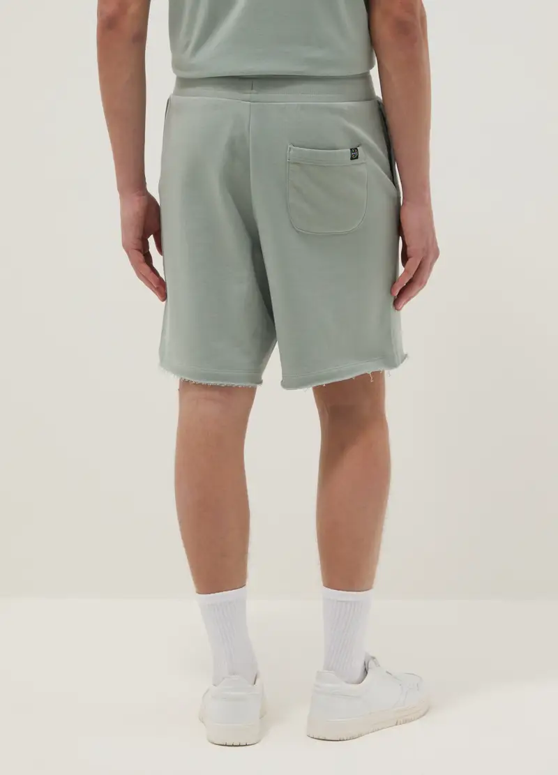 Pantaloncini In Puro Cotone Verdi Relaxed Fit, Uomo, Verde miniatura 3