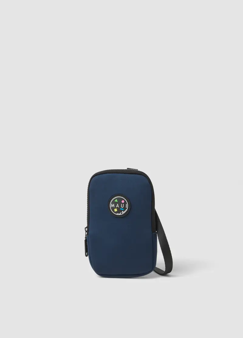 Porta Cellulare Blu Con Zip E Tracolla Regolabile, Uomo, Blu
