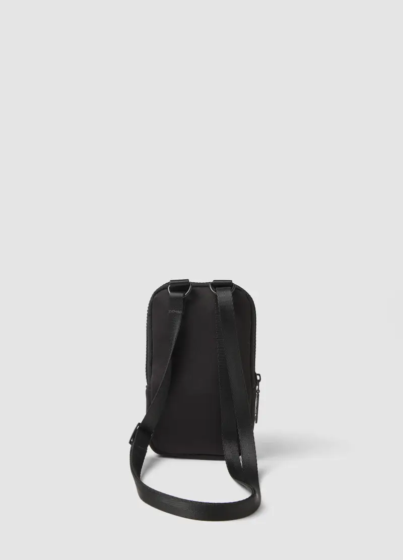 Porta Cellulare Nero Con Zip E Tracolla Regolabile, Uomo, Nero miniatura 2