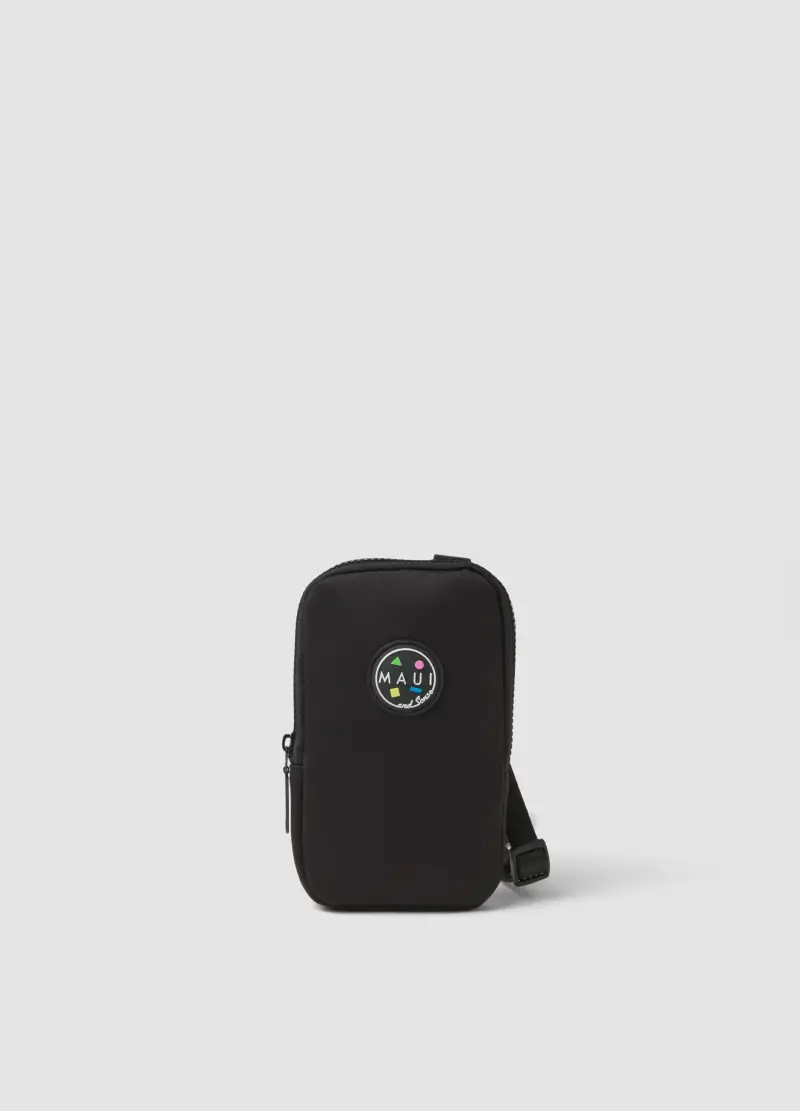 Porta Cellulare Nero Con Zip E Tracolla Regolabile, Uomo, Nero