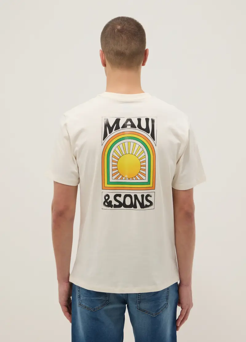 T-shirt A Maniche Corte In Puro Cotone Bianca Relaxed Fit Con Stampa, Uomo, Bianco miniatura 3