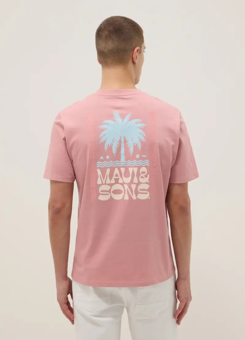 T-shirt A Maniche Corte In Puro Cotone Rosa Relaxed Fit Con Stampa, Uomo, Rosa miniatura 3