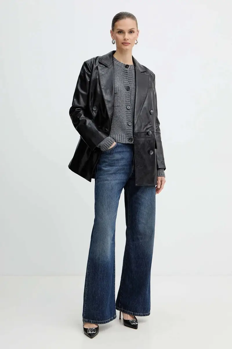 blazer in pelle colore nero 2526446053200 miniatura 2