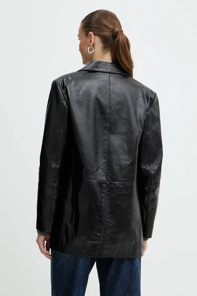 blazer in pelle colore nero 2526446053200 miniatura 3