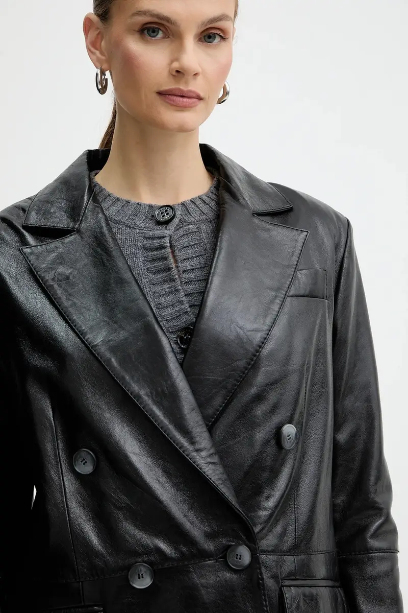 blazer in pelle colore nero 2526446053200 miniatura 4