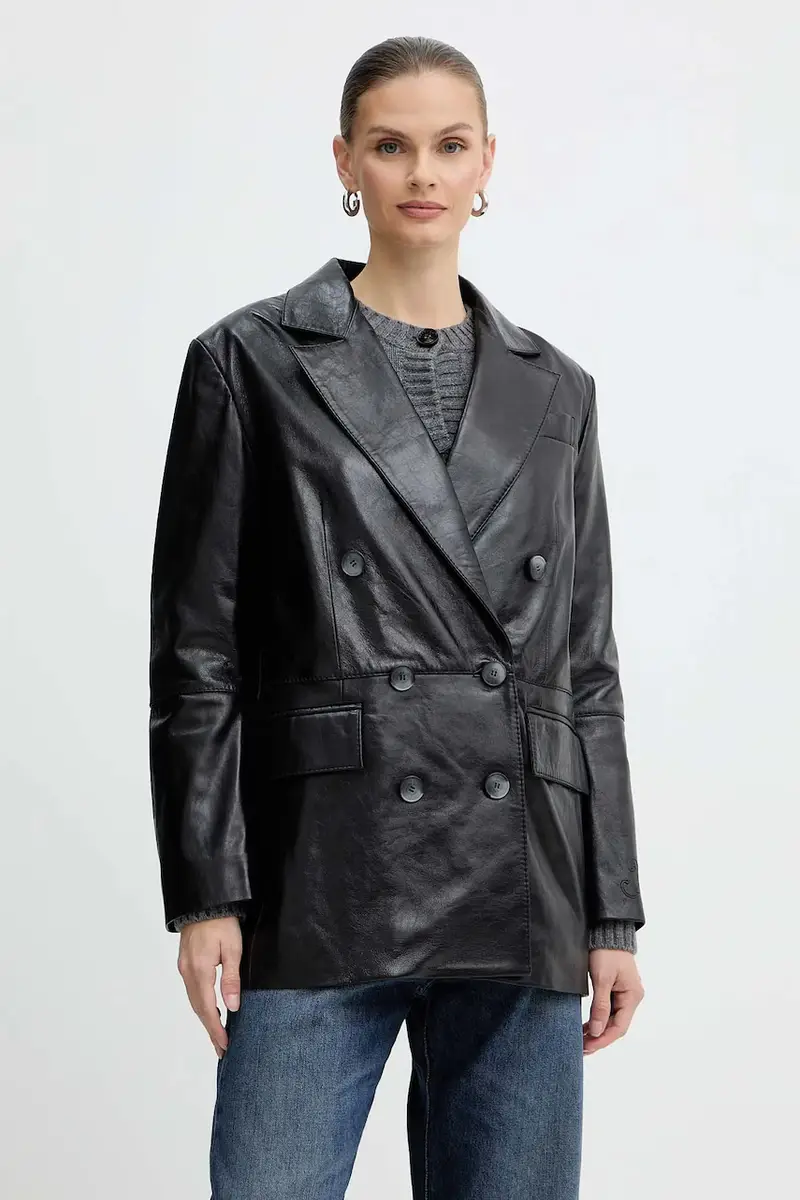 . blazer in pelle colore nero 2526446053200