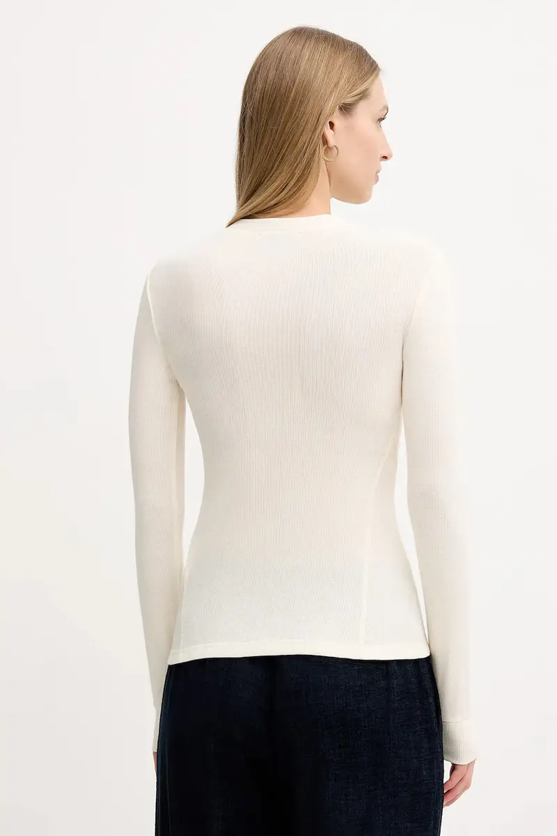 camicetta a maniche lunghe con lana Beige miniatura 3