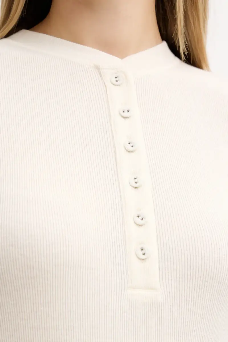 camicetta a maniche lunghe con lana Beige miniatura 5