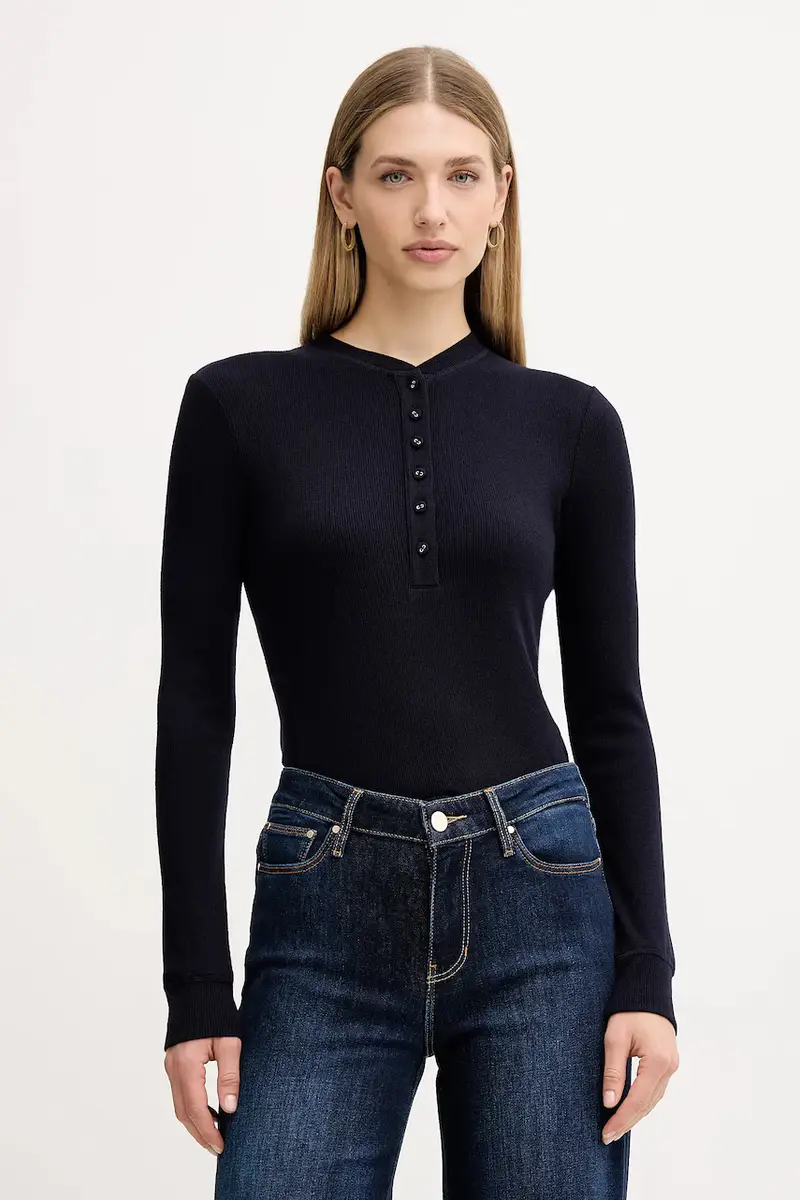 camicetta a maniche lunghe con lana Blu navy