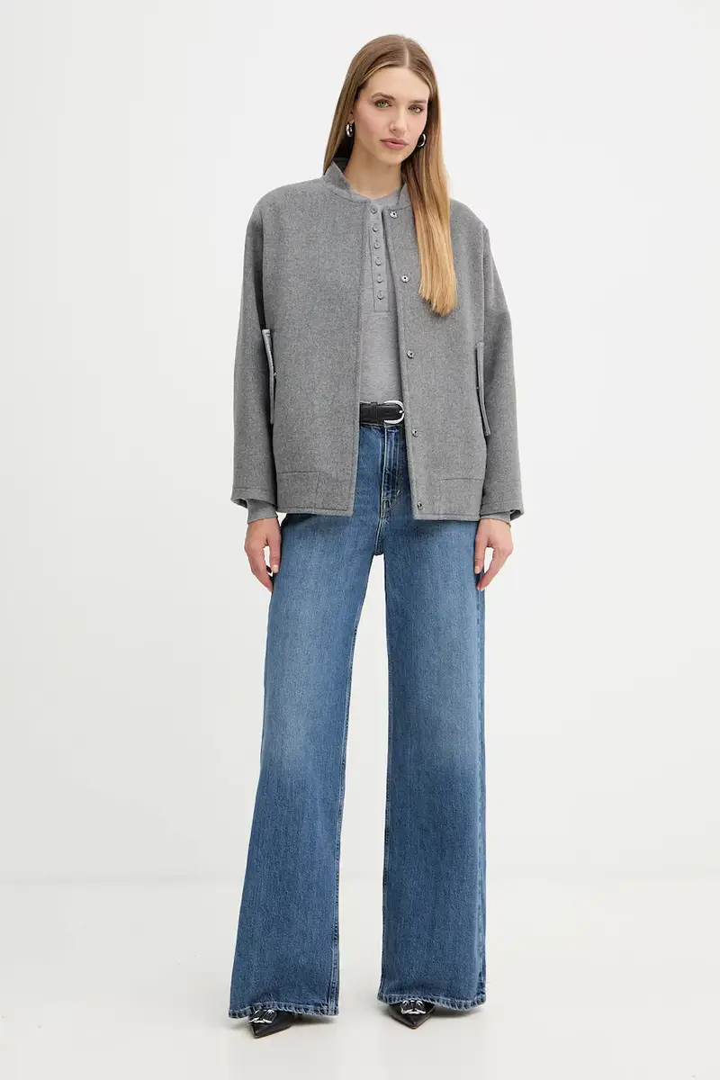 camicetta a maniche lunghe con lana Grigio miniatura 2