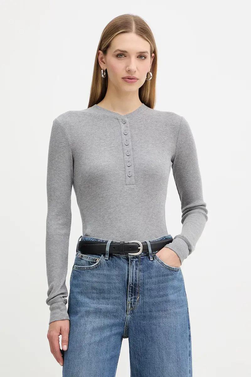 camicetta a maniche lunghe con lana Grigio