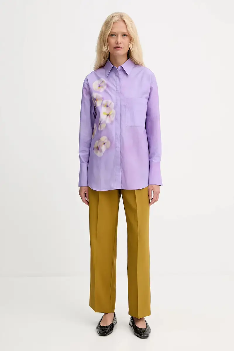 camicia in cotone donna colore violetto 2526116071200 miniatura 2