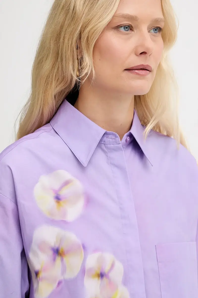 camicia in cotone donna colore violetto 2526116071200 miniatura 4