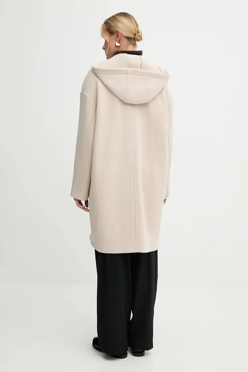cappotto con lana Beige miniatura 3