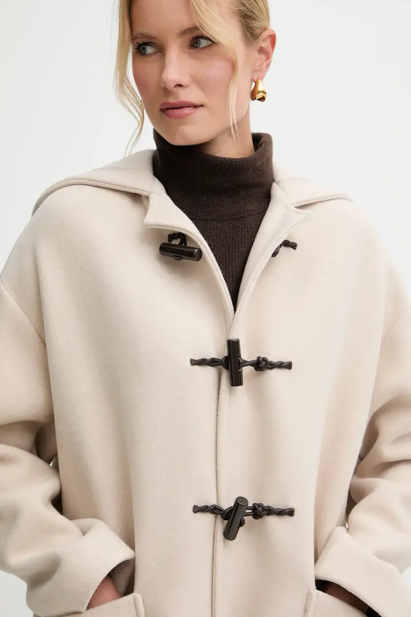 cappotto con lana Beige miniatura 4