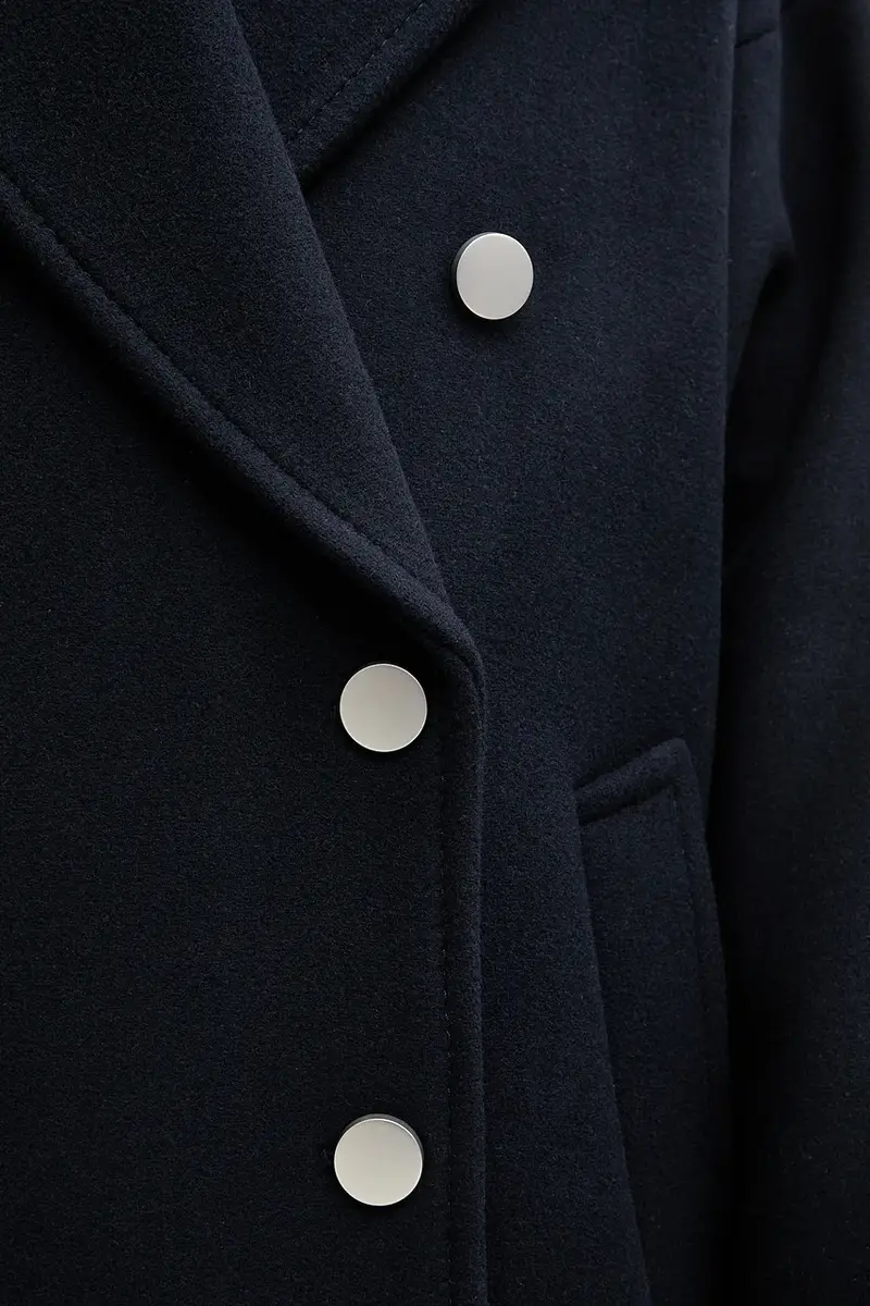 cappotto con lana Blu navy miniatura 5